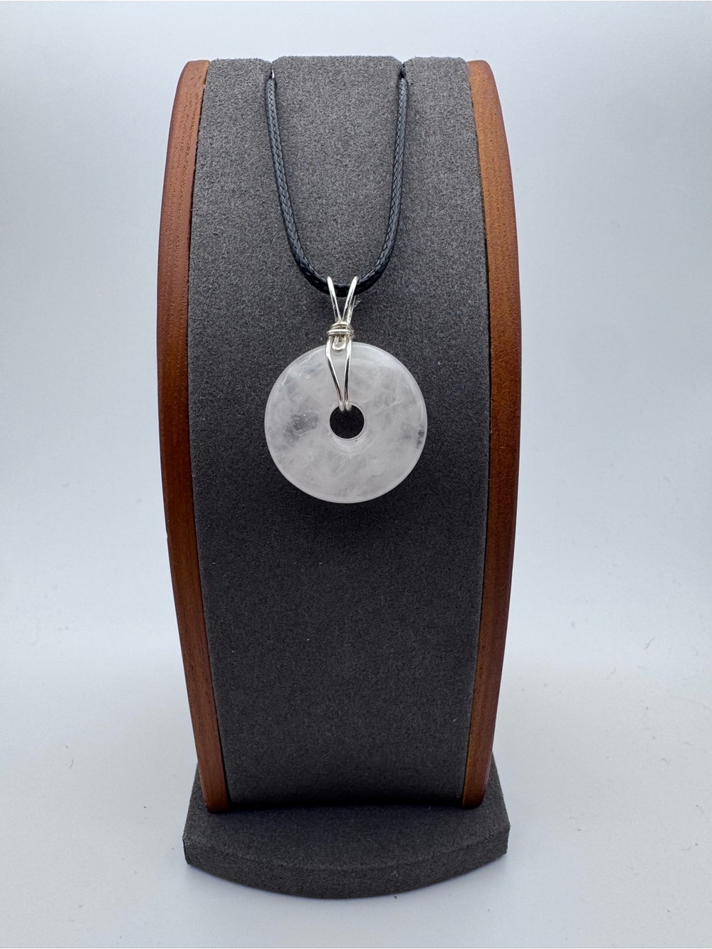 Handmade Rose Quartz Donut Pendant Necklace